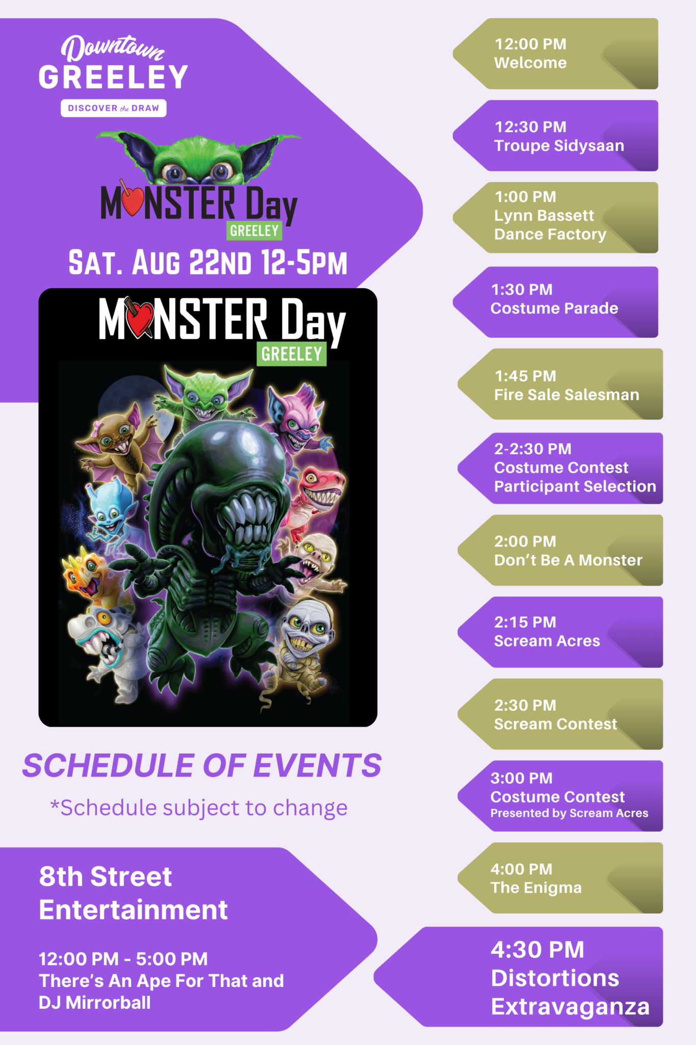 2026 Monster Day Schedule